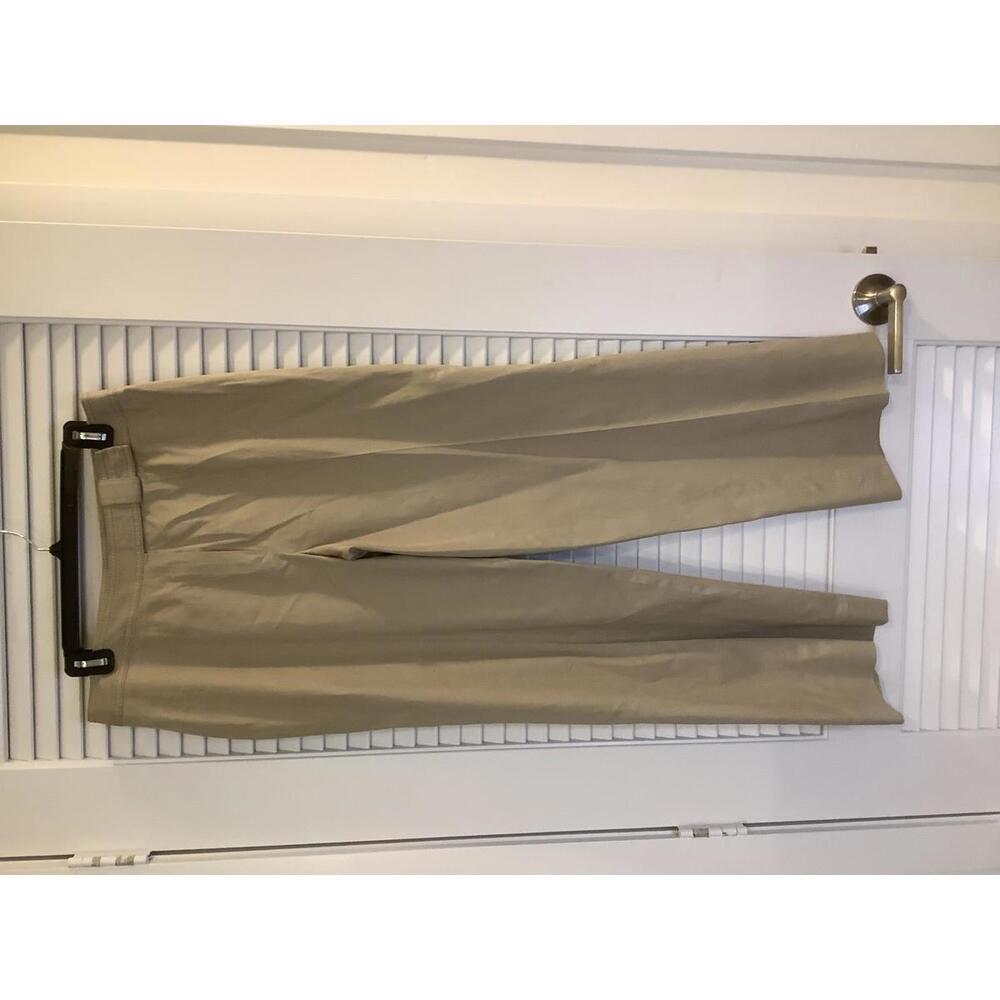 Escada Cotton Flat Front Trousers Pants Wide Leg Tan 40 Classic Luxury Resort